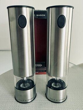 Cole & Mason Battersea Electric Salt Pepper Mill Set NIB